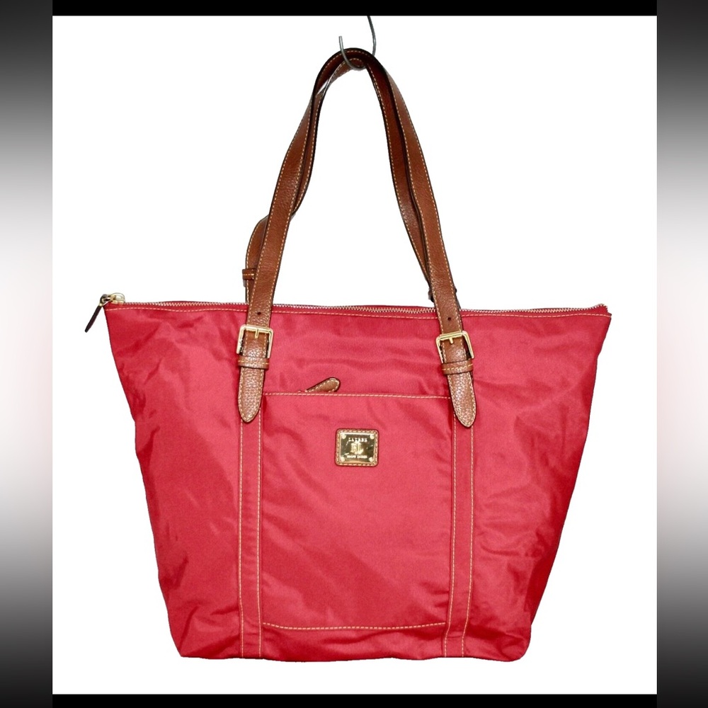 Ralph lauren Red Tote with Tan Handles